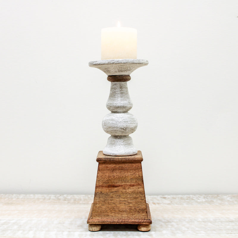 Medium Wood Candleholder on Square Base