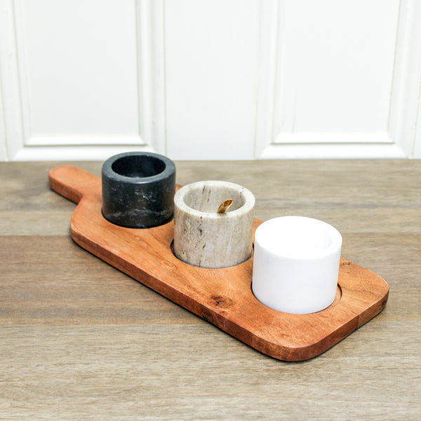 Board with 3 Pinch Pots and Spoon, Set of 5
