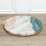 9-3/4" Round Marble Cheese/Cutting Board, Multi Color