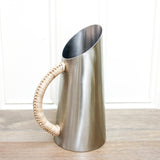 2 Quart Stainless Steel Pitcher w/ Rattan Wrapped Handle