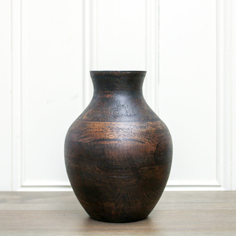 Medium Mango Wood Pot Bellied Vase