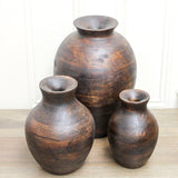 Large Mango Wood Pot Bellied Vase