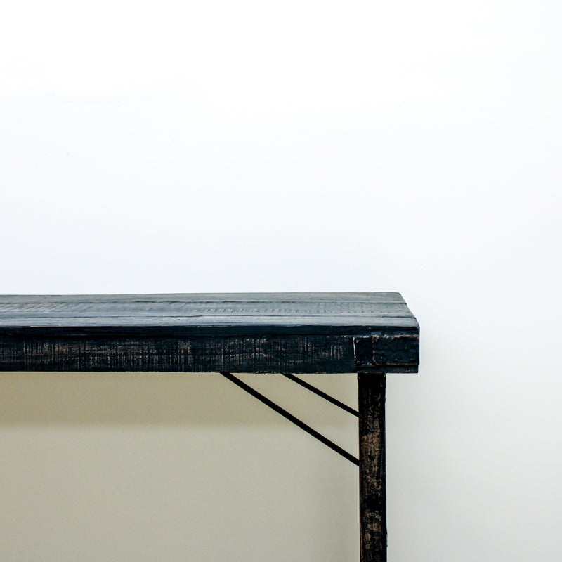 Reclaimed Wood Folding Table, Distressed Blackwashed Finish