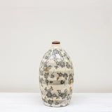 11 Inch Ceramic Cream Crackle Gray Floral vase