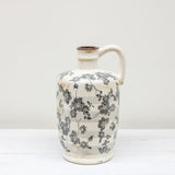 10 Inch Ceramic Cream Crackle Gray Floral jug