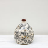 7.5 Inch Ceramic Cream Crackle Gray Floral vase
