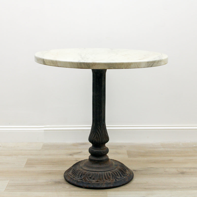 Vintage Cast Iron Side Table Base with Faux Marble Top
