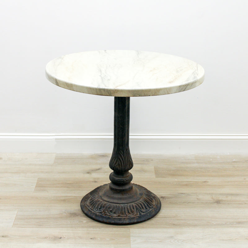 Vintage Cast Iron Side Table Base with Faux Marble Top
