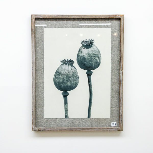 Floral Stem Print with Wood Frame (C)