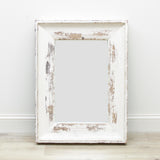 Aged White Framed Wall Mirror