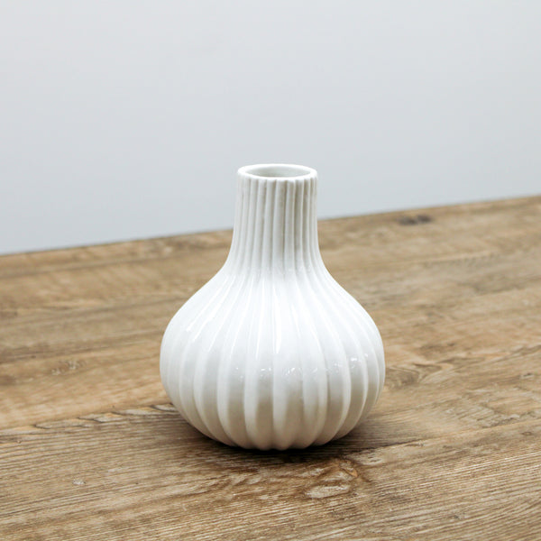 5.75 Inch White Porcelian Accordion Vase
