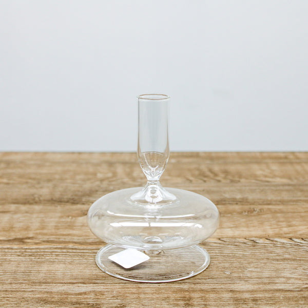5 Inch Handmade Clear Glass Modern Taper Candleholder