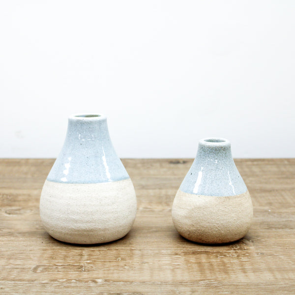 Ceramic Pots w/ Light Blue Glaze on Top (A)