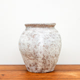 10 Inch Distressed White Ceramic Pot