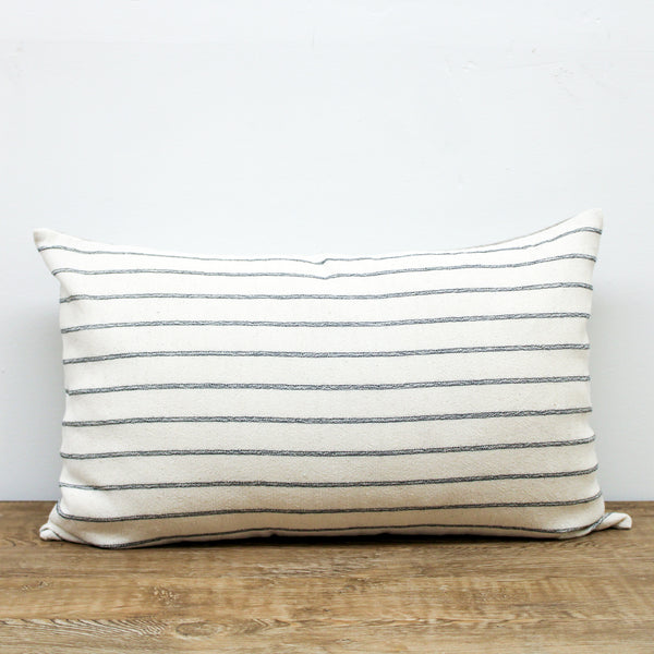 Cotton Black Stripe "Torrance" Pillow Cover with Down Pillow Insert -14x22