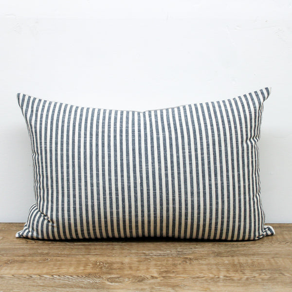 Chiangmai Native Cotton Black and White Stripe "Belmont" Pillow Cover with Down Pillow Insert - 14x22