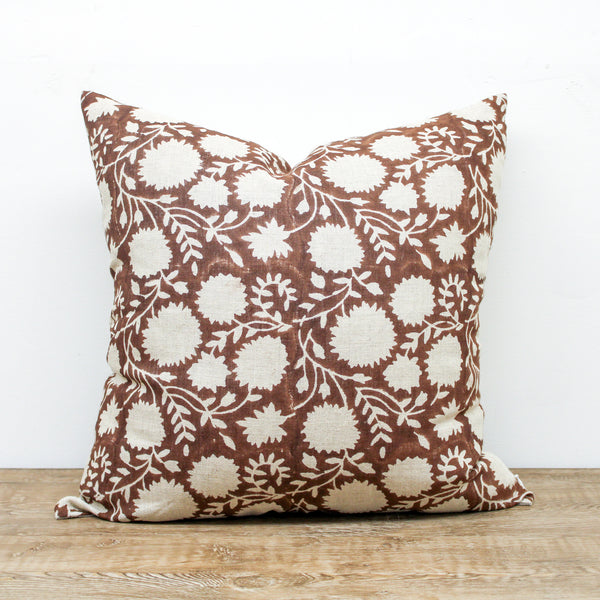 Designer "Claremont" Floral Pillow Cover with Down Pillow Insert - 20x20