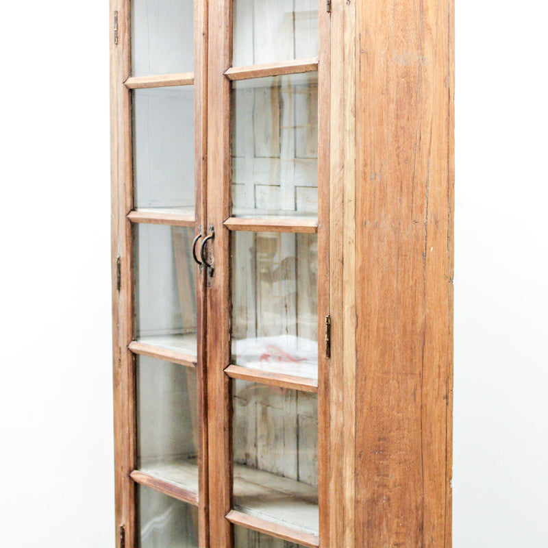 Rustic Wood Cabinet with 4 Cabinets and Glass