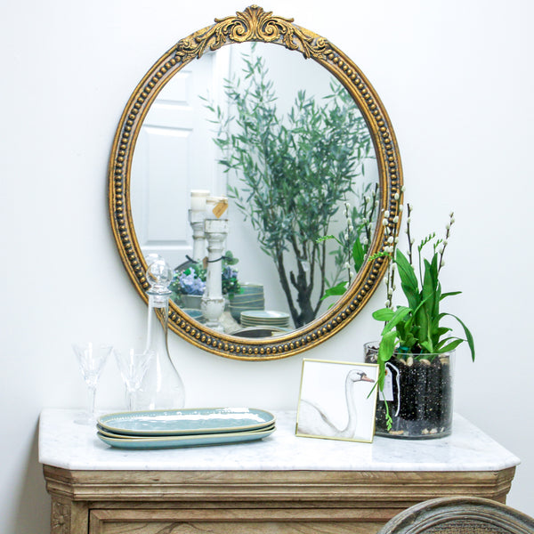 Diane Gold Oval Ornate Mirror