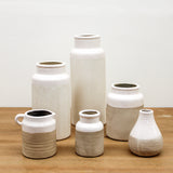Large Tall Ceramic Vase w/ Light Cream Top