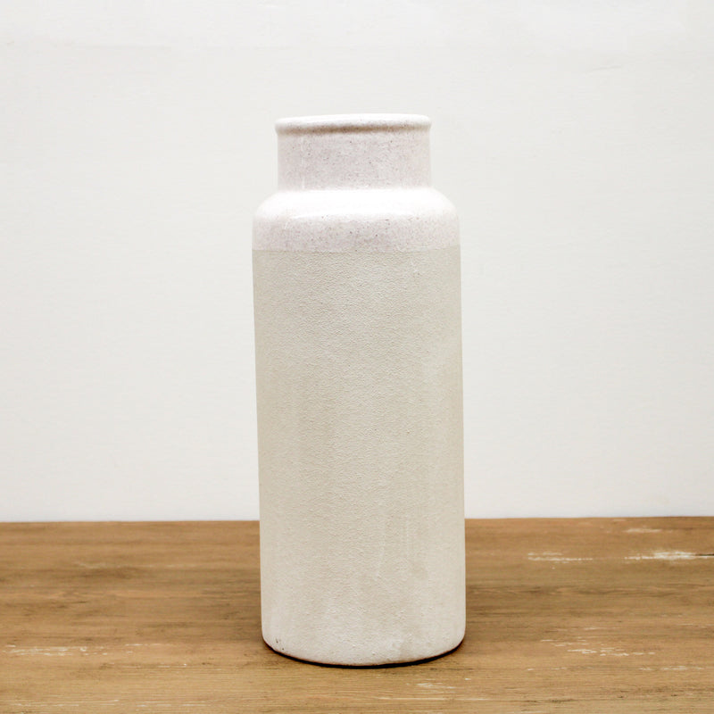 Large Tall Ceramic Vase w/ Light Cream Top
