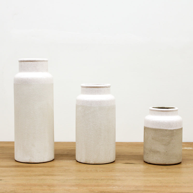Small Tall Ceramic Vase w/ Light Cream Top