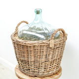 Large Vintage Demijohn Bottle in Wicker Basket