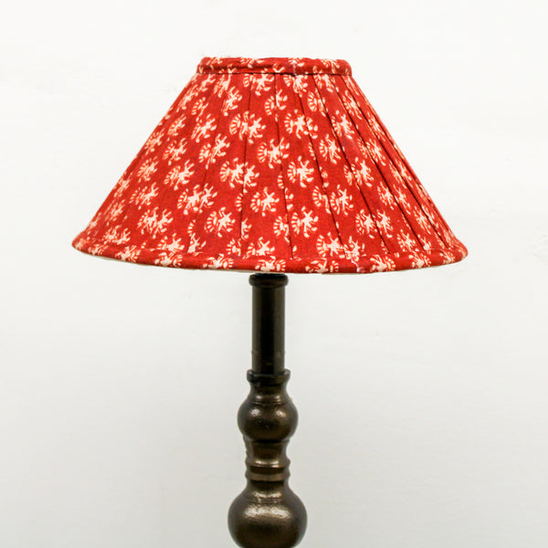 Metal Candlestick Table Lamp w/ Pleated Cotton Floral Chintz Shade & Inline Switch