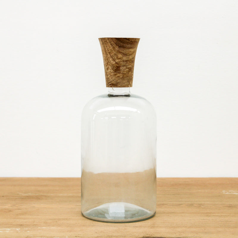 Small Glass and Wood Vase (E)