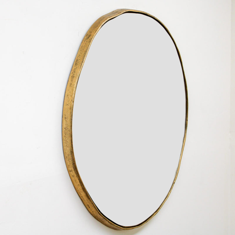Organic Wall Mirror w/Plain Glass - Brass Antique