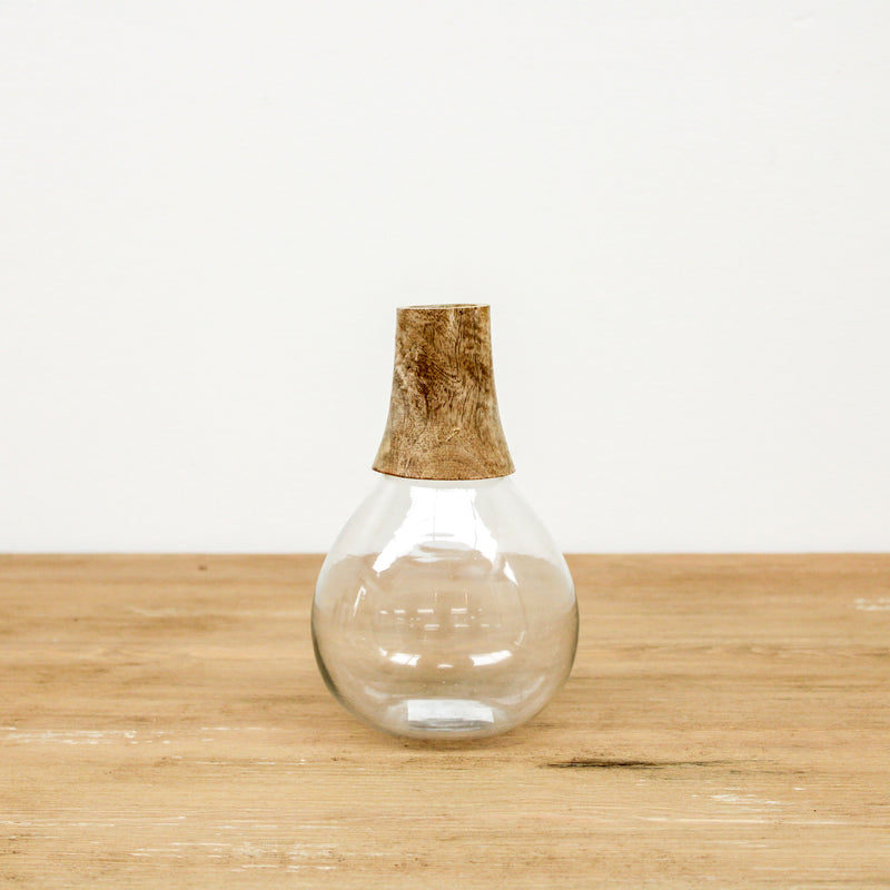 Small Glass and Wood Vase (B)