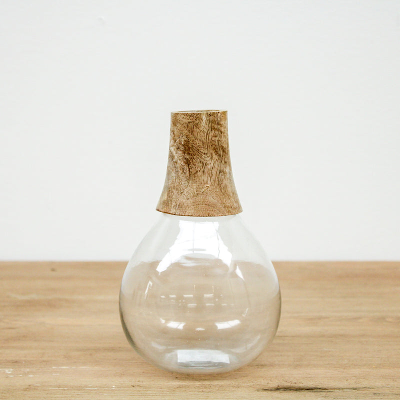 Small Glass and Wood Vase (B)