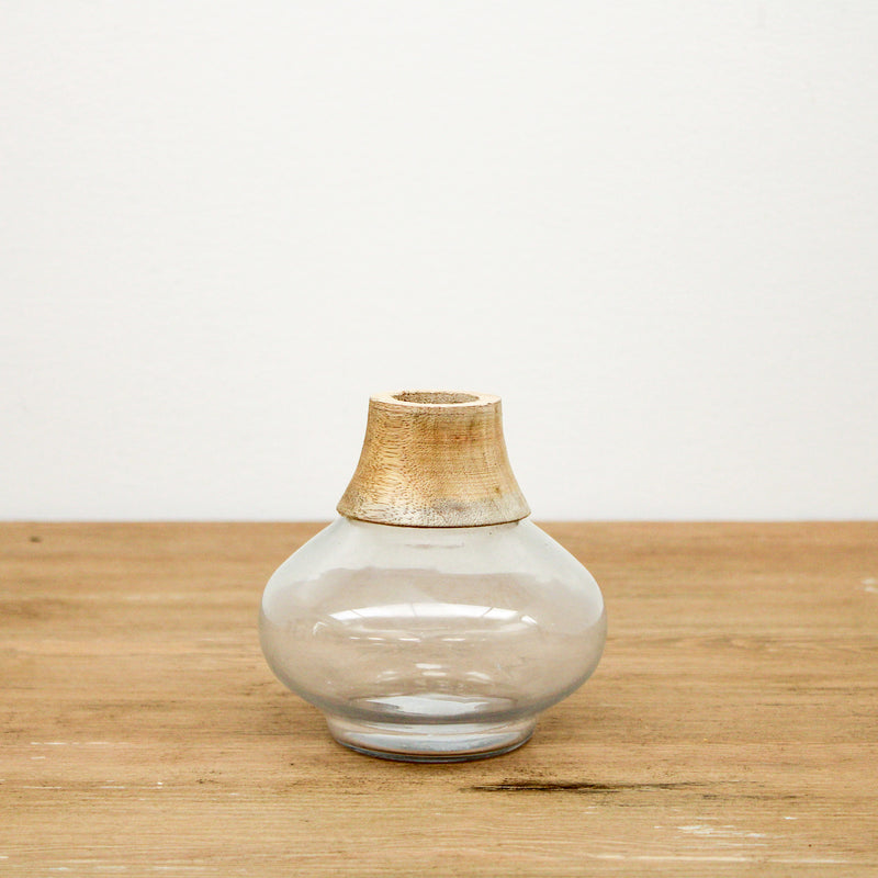 Small Glass and Wood Vase (A)