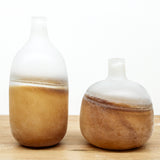 10 Inch Tan Frosted Ombre Glass Bottle