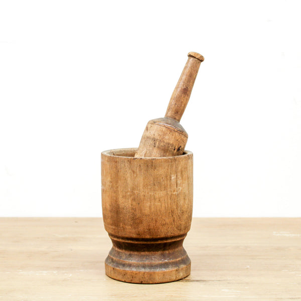 Antique American Wood Mortar and Pestle