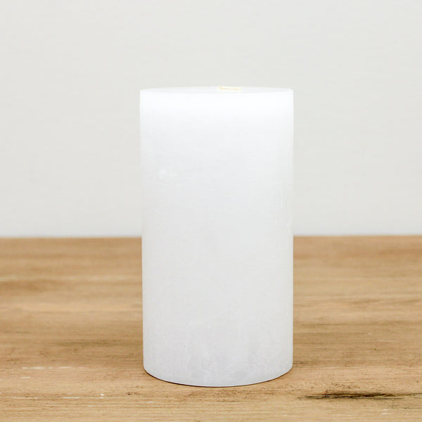 White Timber Pillar Candle (6" Tall)
