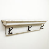 White Farmhouse Architectural Piece with Hooks