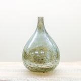 19 Inch Antique Light Green Matte Glass Long Neck Vase