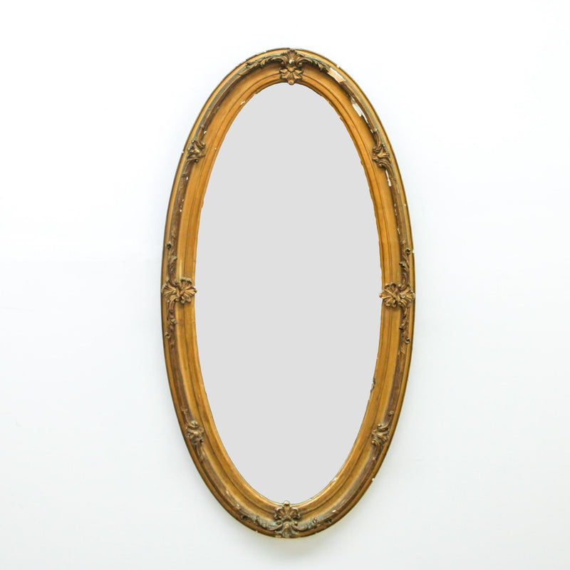 Vintage Gold Beveled Oval Mirror