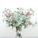 28" Iced Holly Spray with Berry Variegated Ice