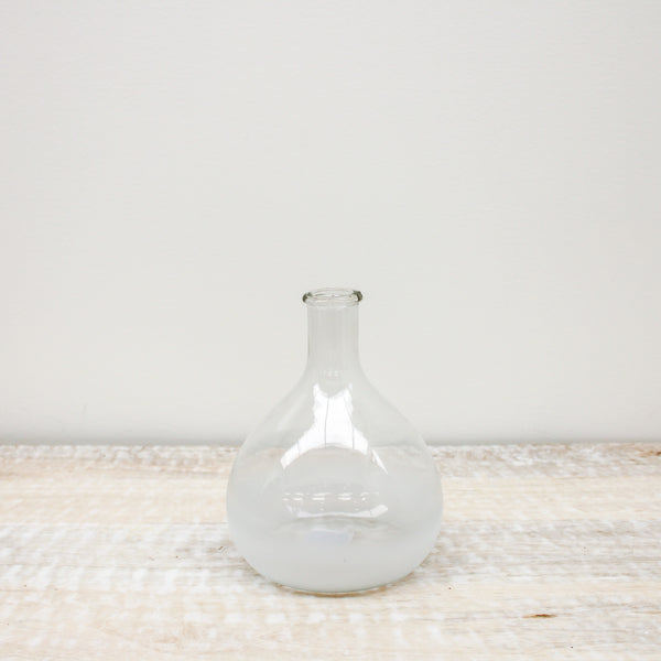 8.75 Inch Gray Glass Rounded Long Neck Bottle w/Frosted Bottoms