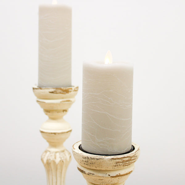 Taupe Frosted Rustic LED Pillar Candle (5"Tall)