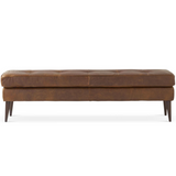 Tobacco Brown Italian Leather Bench