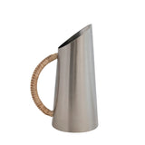 2 Quart Stainless Steel Pitcher w/ Rattan Wrapped Handle