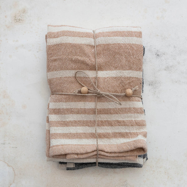 Cotton Striped Tea Towel S/2