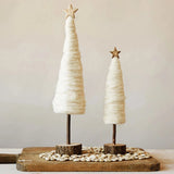 12.75 Inch Wool Christmas Tree with Star and Wood Base