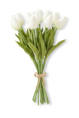 13.5 Inch White Real Touch Mini Tulip Bundle (12 Stems)