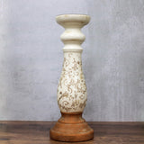 16 Inch Ceramic Cream Crackle w/ Tan Floral Candleholders