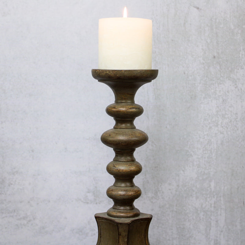 16.5 Inch Distressed Tan Resin Taper/Pillar Candleholder