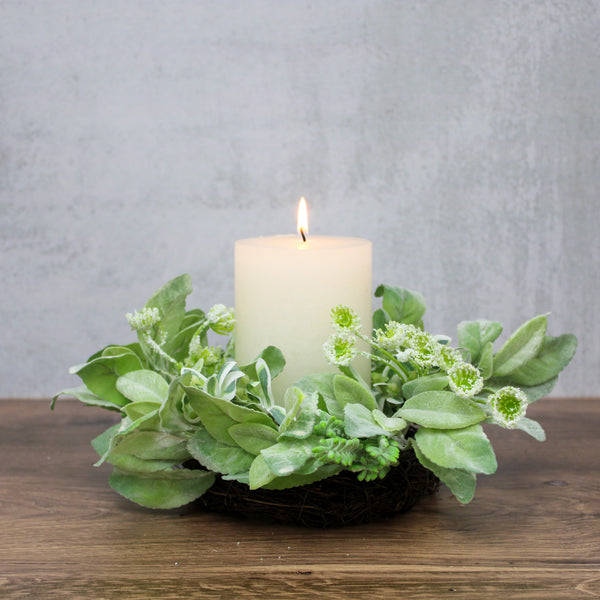 11 Inch Mixed Foliage Candle Ring (4"Dia.)